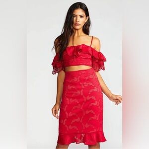 Free people Off the shoulder crop top with matching pencil skirt